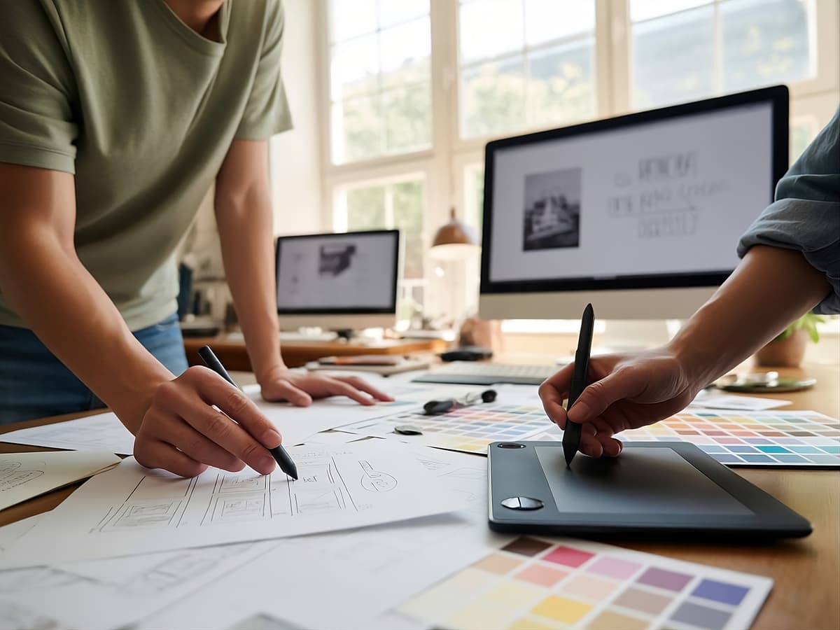 Design studio project management with client brief tracking and revision workflow for graphic and interior designers