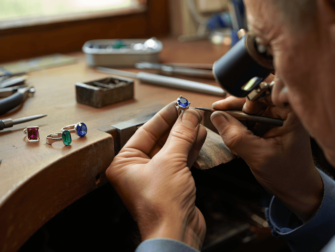 Jewelry business management showing custom commission tracking and production workflow for jewelers and metalsmiths