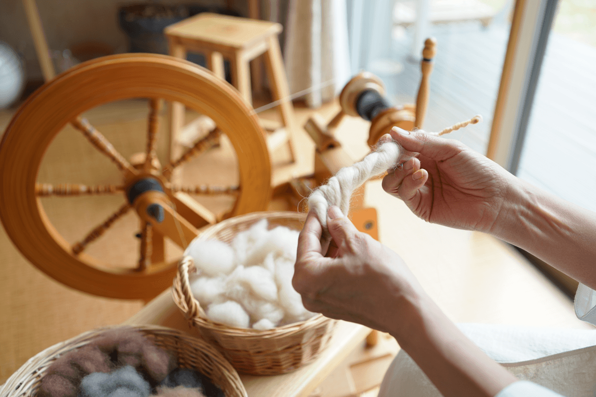 Textile studio workflow management showing commission tracking and wholesale order organization for fiber artists