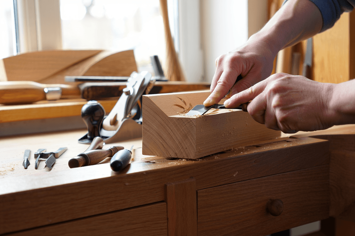 Furniture maker project board with custom commission workflow and woodworking project timeline tracking