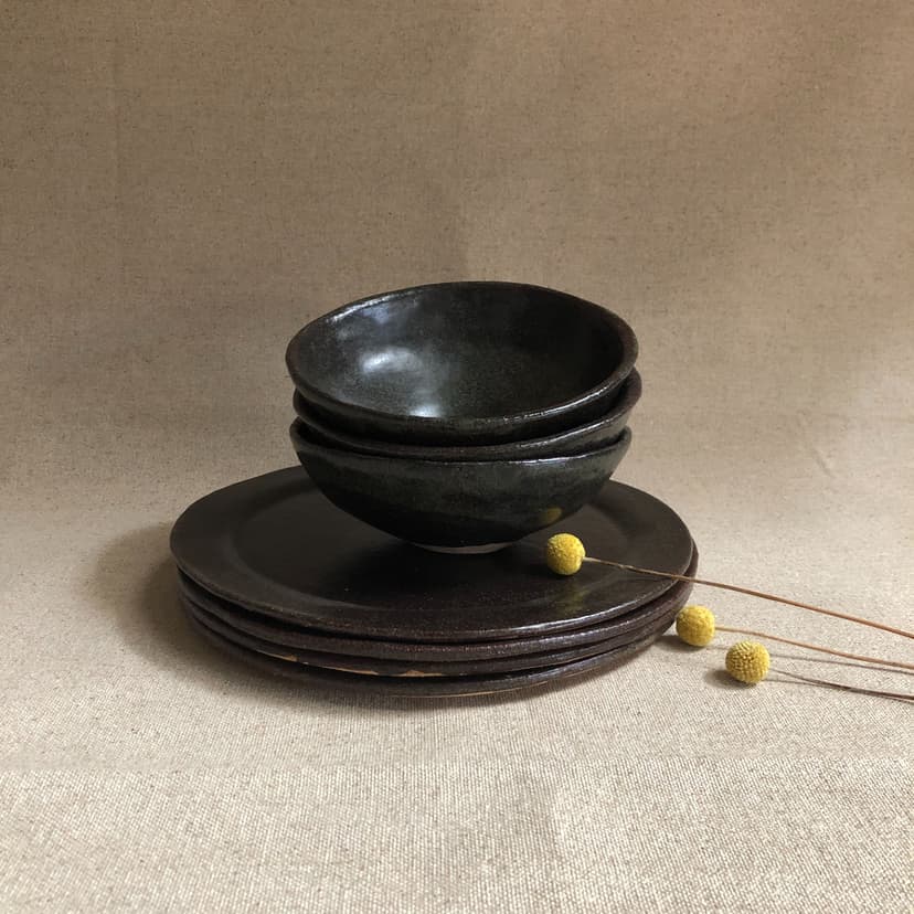 Finished ceramic pottery pieces from Puro Ceramics showing artisan quality and craftsmanship